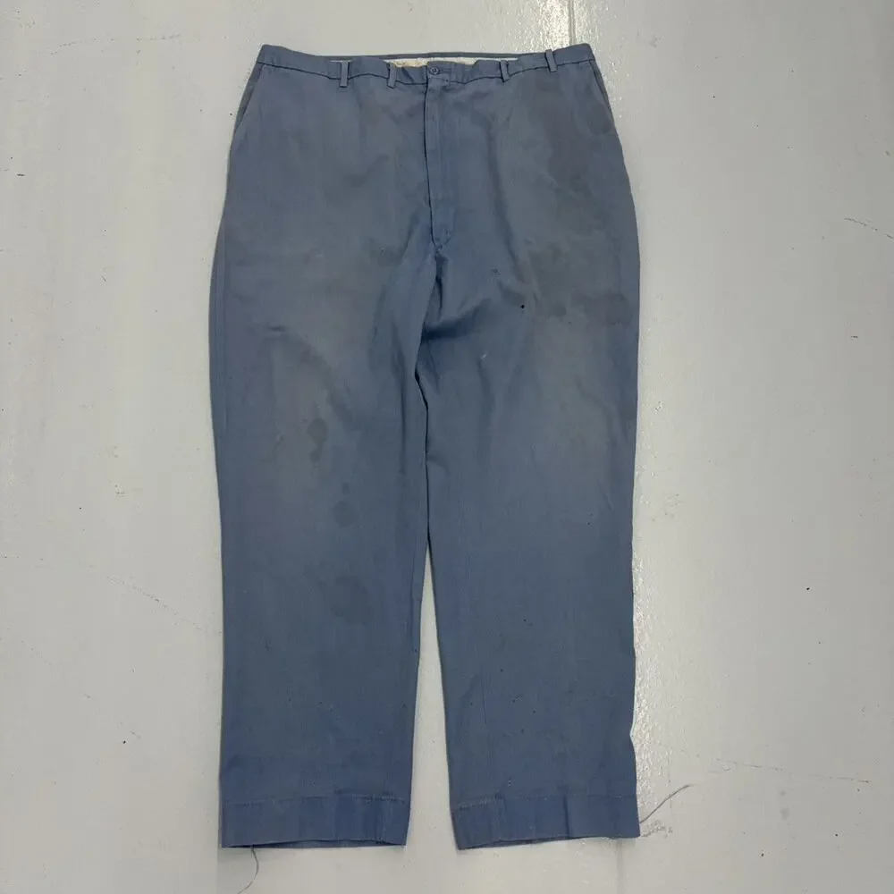 Vintage 60s Blue Sanforized Workwear Canvas Chinos 40x31